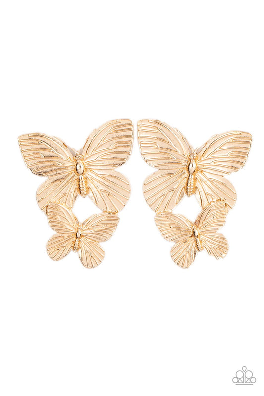 Paparazzi Accessories - Blushing Butterflies - Gold Earrings